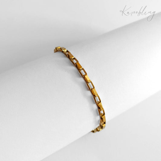 18K Gold Plated Box Link Bracelet