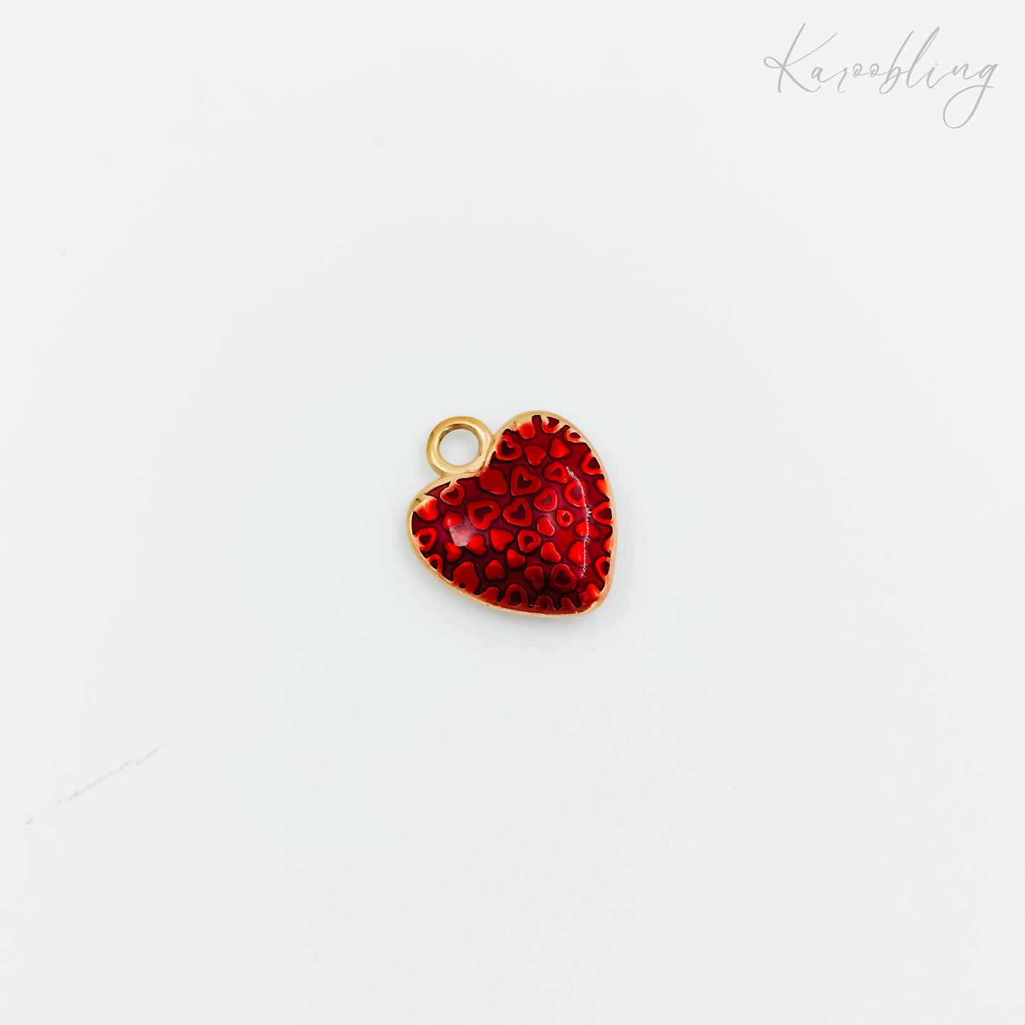18K gold plated red enamel heart charm (water & tarnish proof)