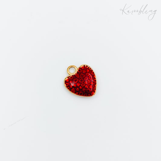 18K gold plated red enamel heart charm (water & tarnish proof)