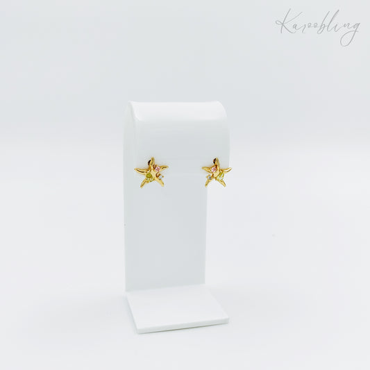 18k gold plated starfish cubic zirconia stud earrings (water & tarnish proof)