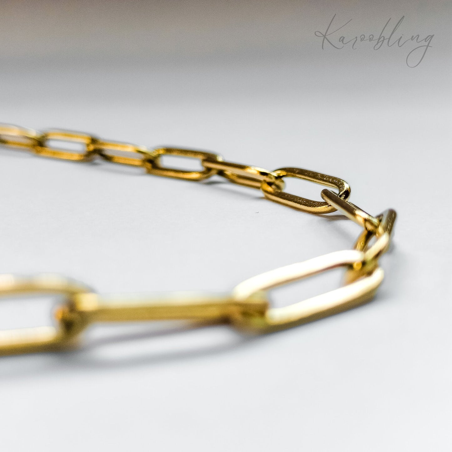 18K Gold Plated Paperclip Chain Necklace - front angle
