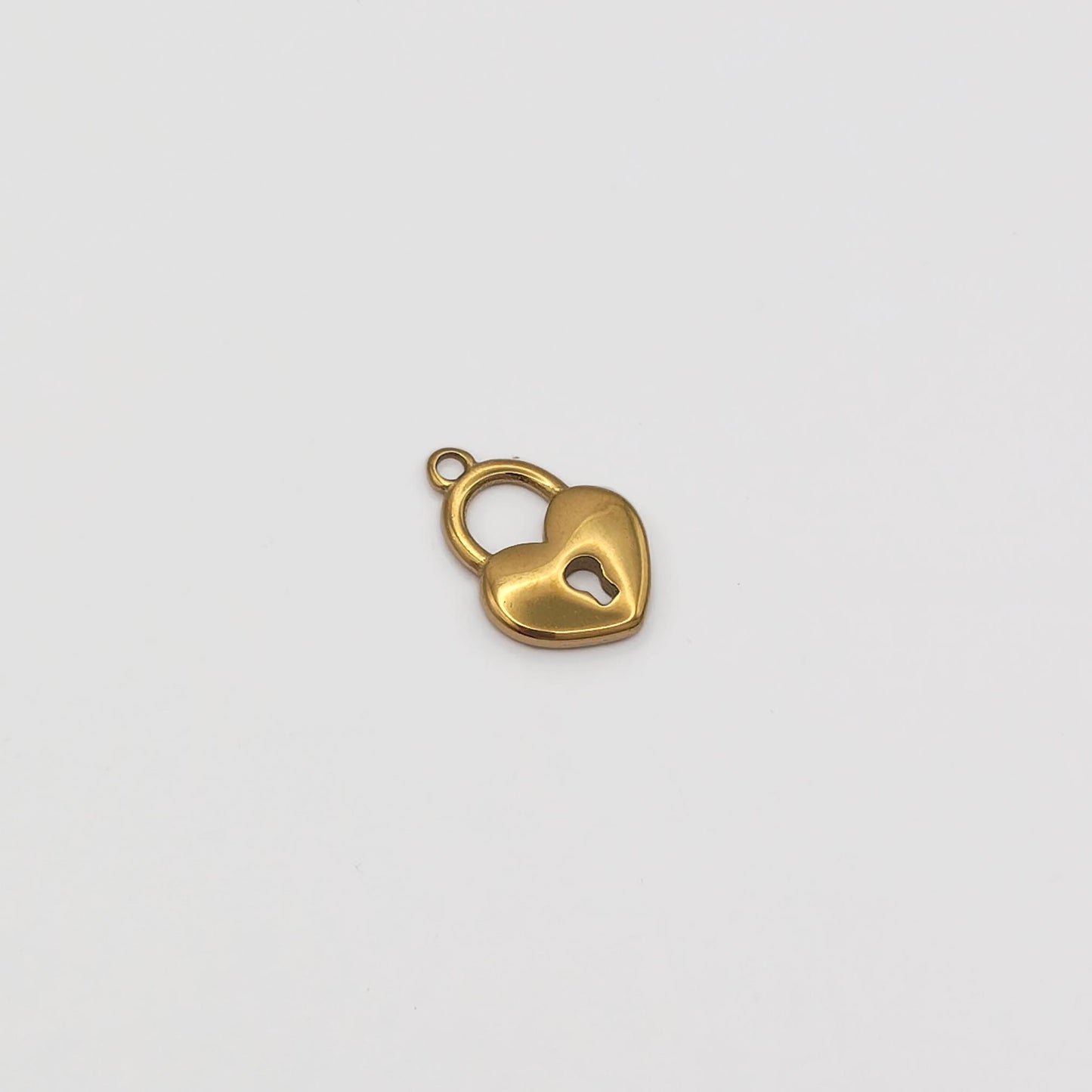 18k gold plated heart padlock charm, waterproof and tarnish resistant