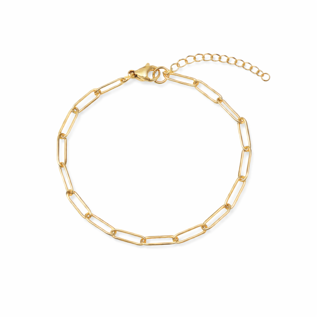 18k gold plated paperclip chain bracelet, water & tarnish proof packshot