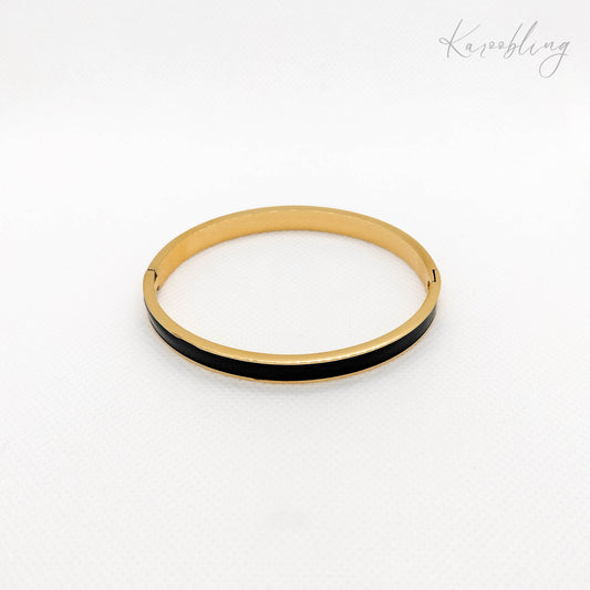 18K Gold Plated Black CZ Bangle