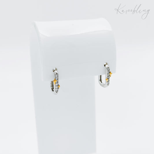 cubic zirconia sterling silver star huggie earrings (hypoallergenic)