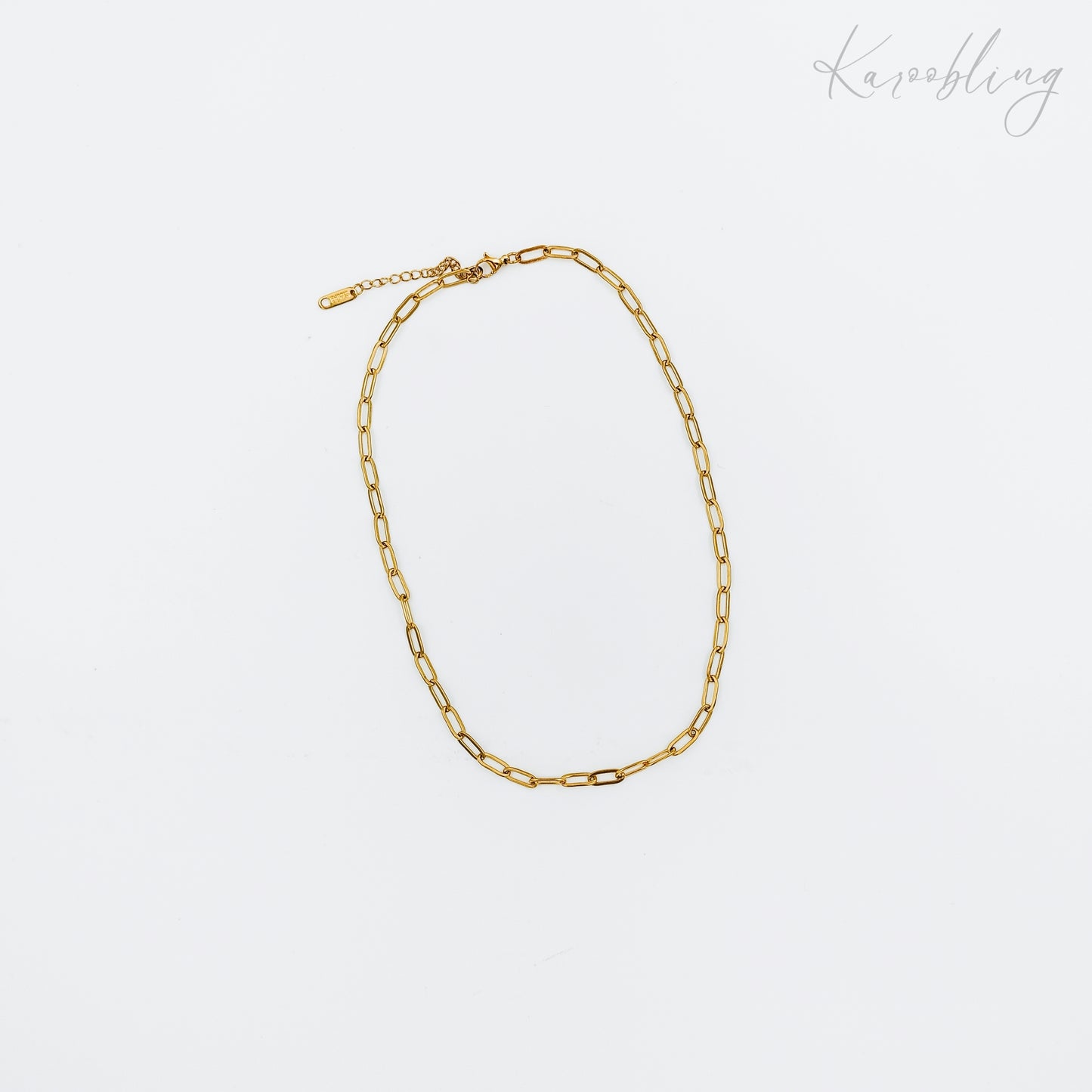 charm gold plated paperclip chain necklace (water & tarnish proof)