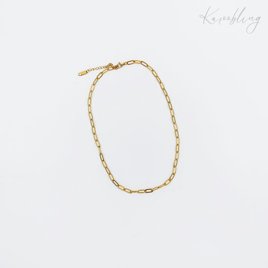 charm gold plated paperclip chain necklace (water & tarnish proof)