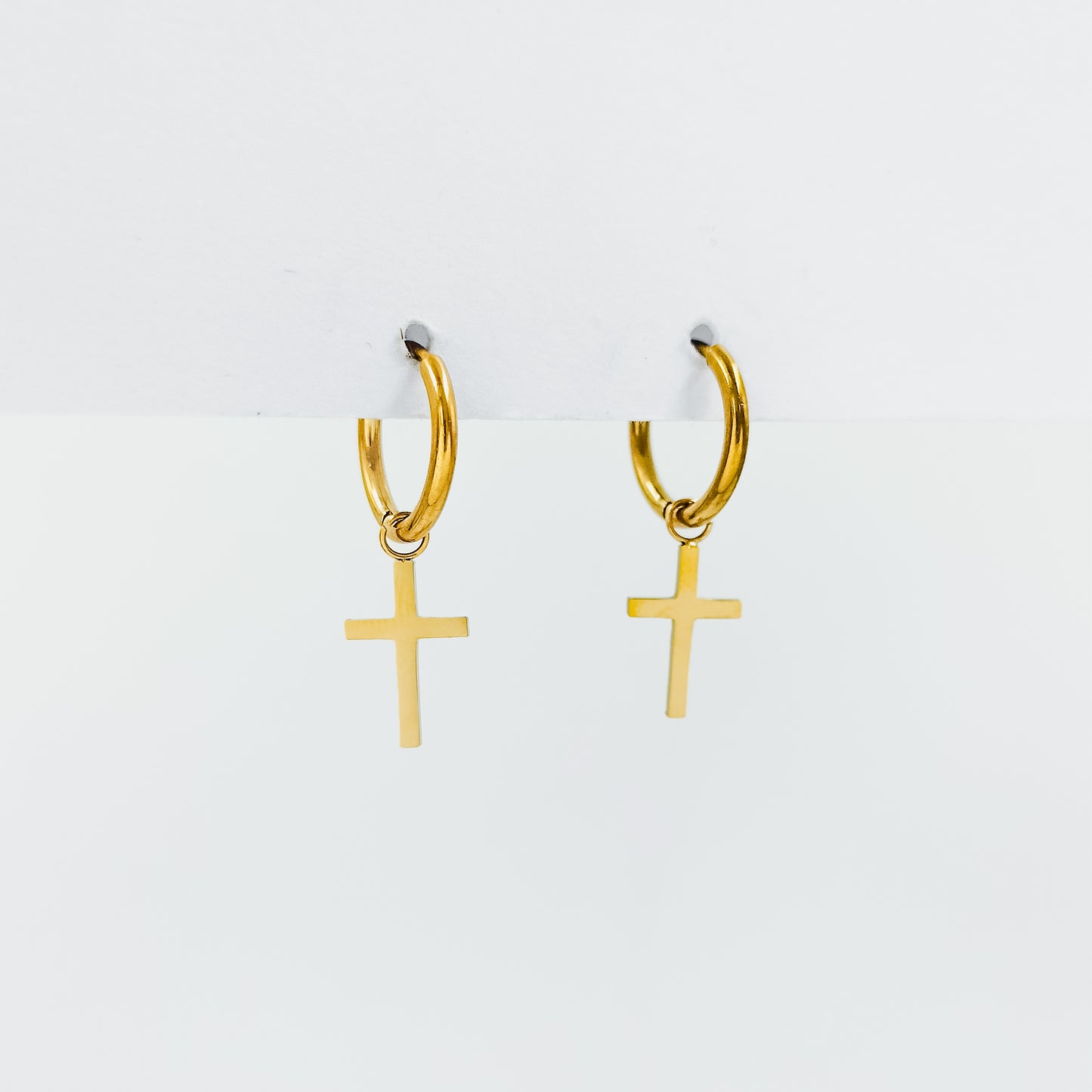cross dangle earrings gold plated (water & tarnish proof)