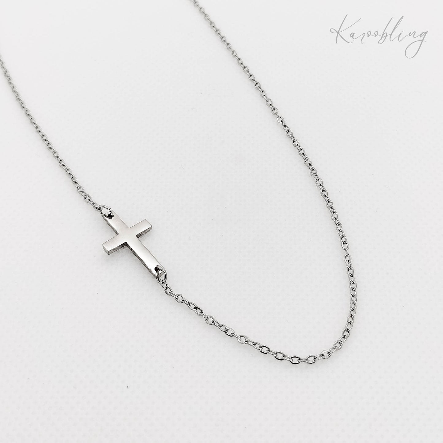 cross pendant necklace silver plated (water tarnish proof)