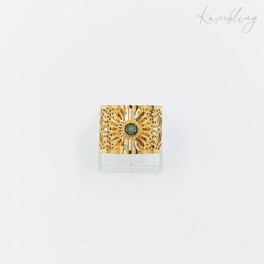 floral cut out gold plated ring (water & tarnish proof)