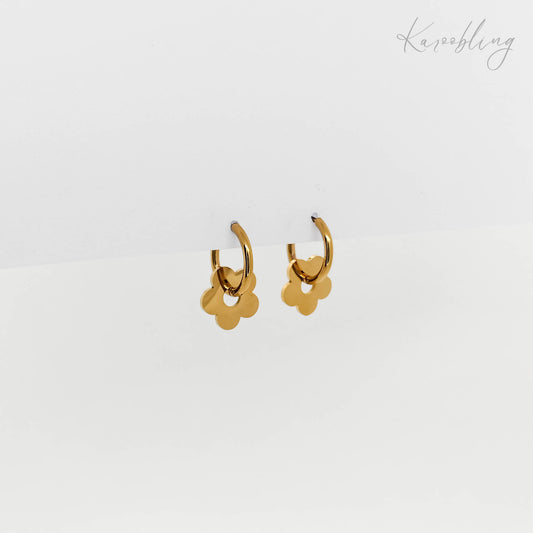 flower huggie hoop earrings gold plated (water & tarnish proof)