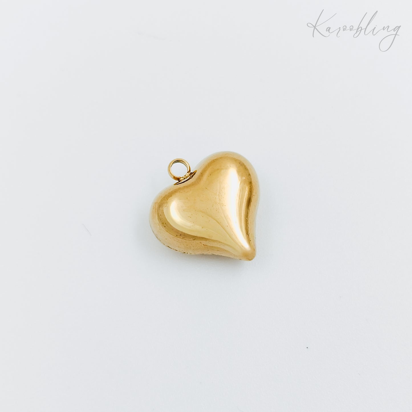 gold plated 3D puffy heart charm (water & tarnish proof)