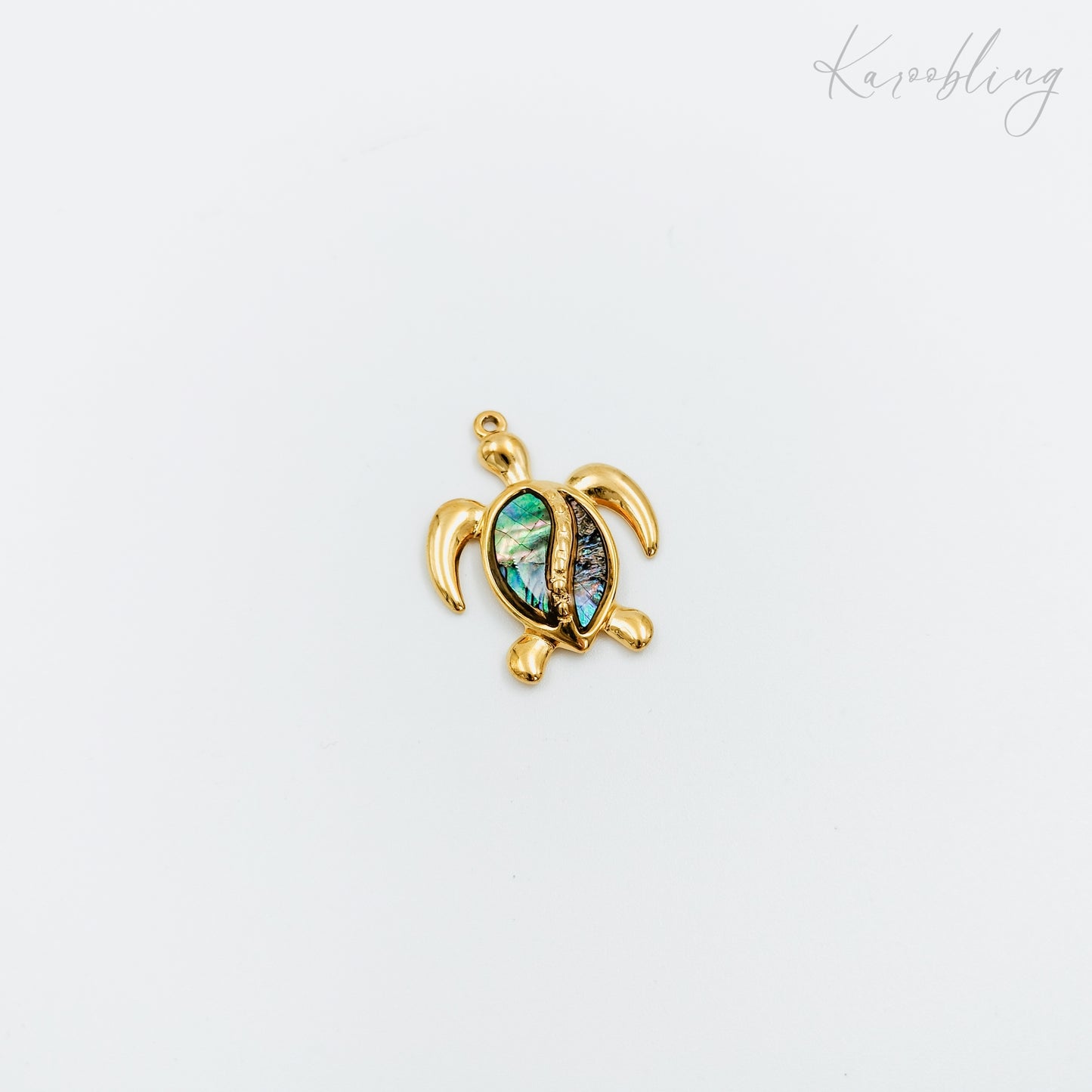gold plated abalone shell turtle charm (water & tarnish proof)
