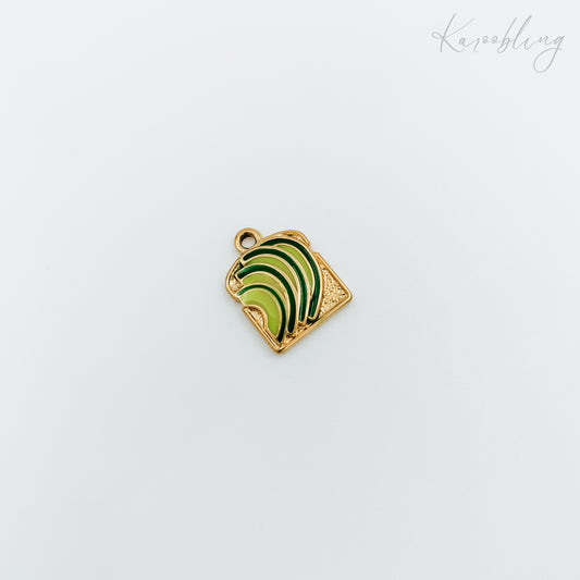 gold plated avocado toast enamel charm (water & tarnish proof)