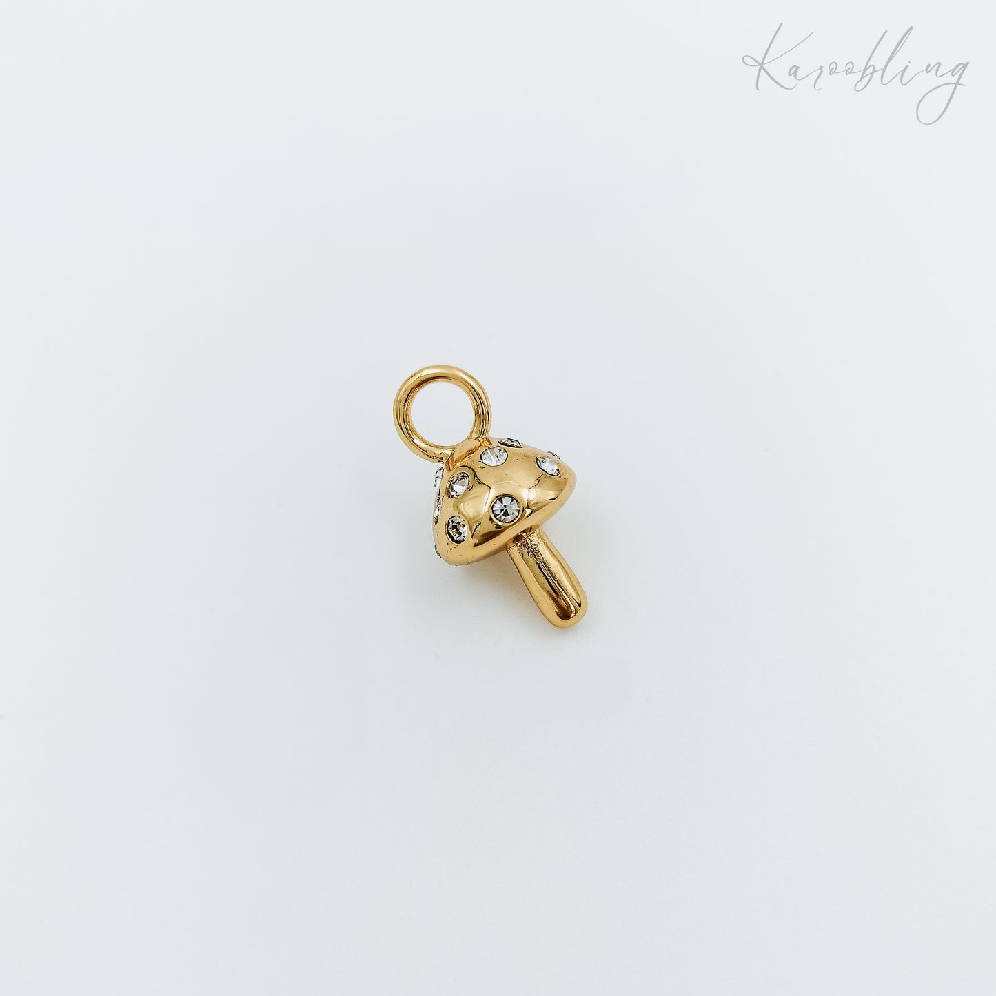 gold plated cubic zirconia mushroom charm (water & tarnish proof)