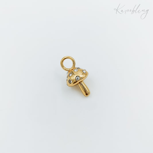 gold plated cubic zirconia mushroom charm (water & tarnish proof)