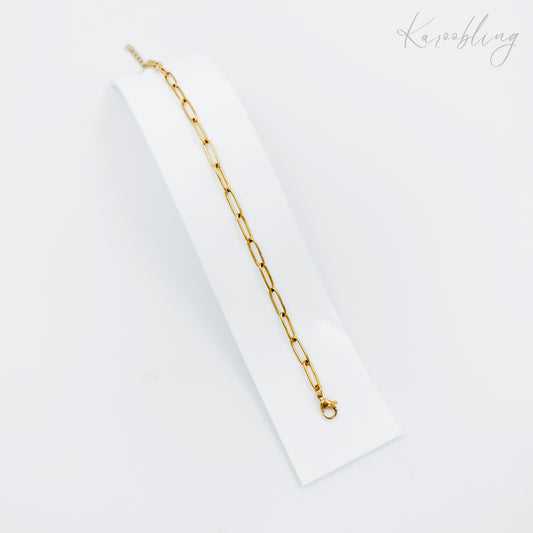 gold plated charm paperclip chain bracelet (water & tarnish proof - Karoobling Jewelry Charm Bar)