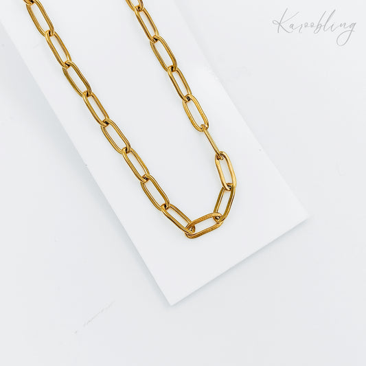 gold plated charm paperclip chain necklace (water & tarnish proof)