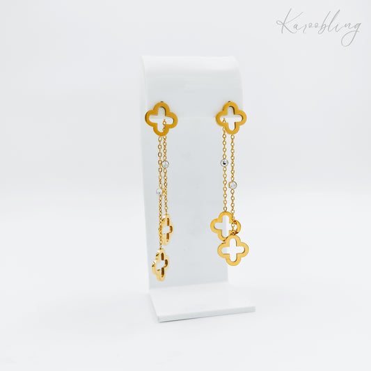 gold plated clover dangle earrings (water & tarnish proof)