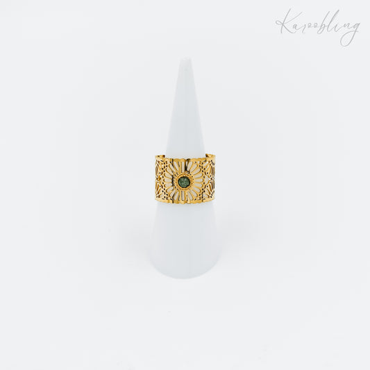 gold plated floral cut out ring (water & tarnish proof)