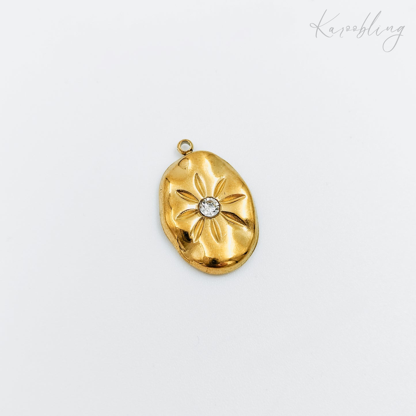 gold plated flower cubic zirconia charm (water & tarnish proof)
