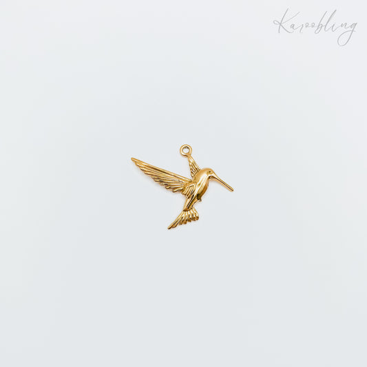 Gold Plated Hummingbird Charm (water & tarnish proof)