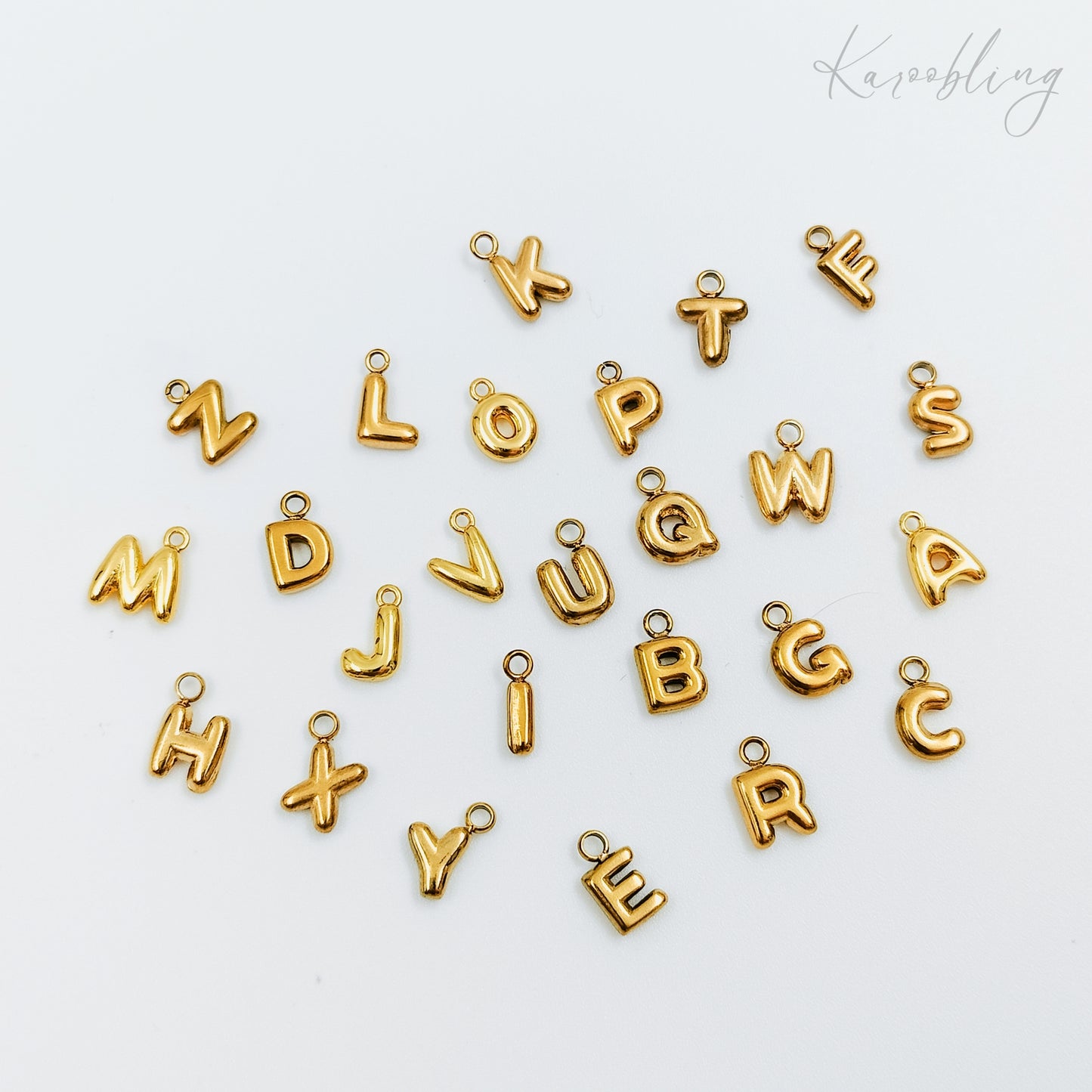 gold plated mini bubble initial charms (water & tarnish proof)