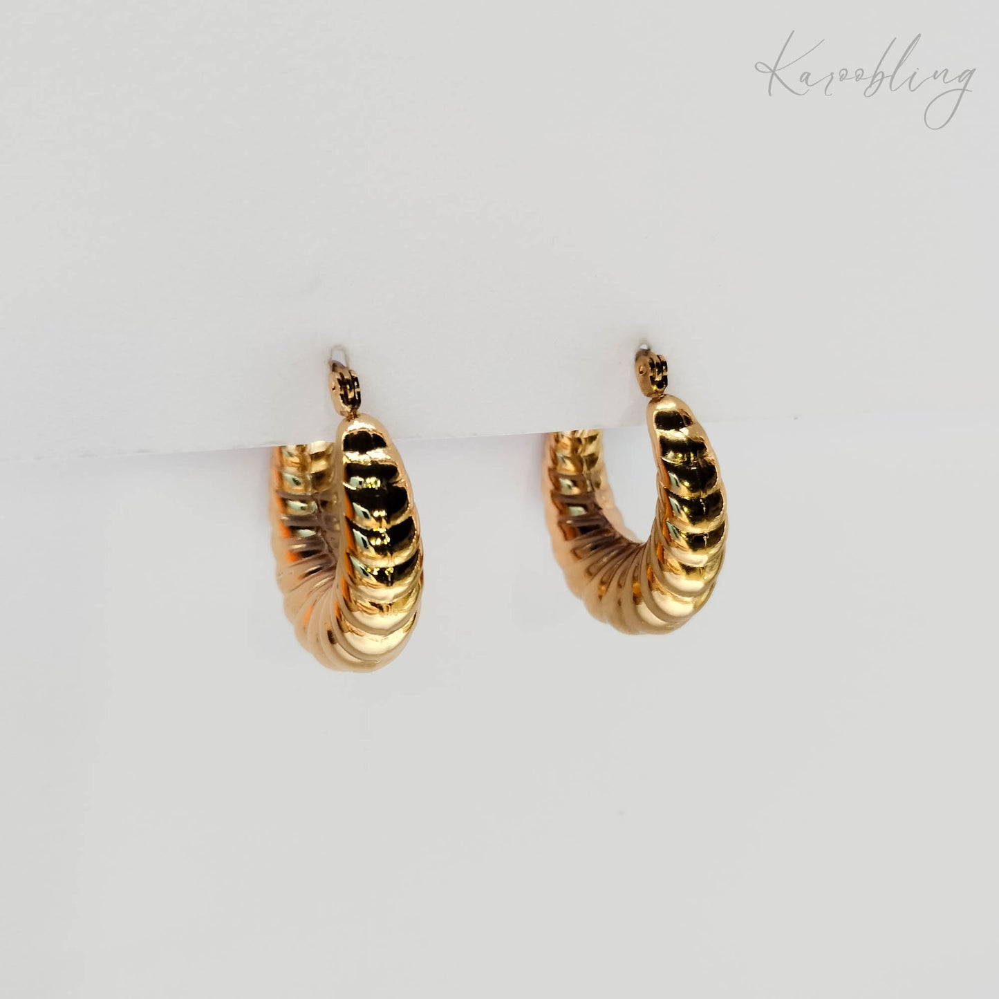 Gold Plated Oval Croissant Hoop Earrings