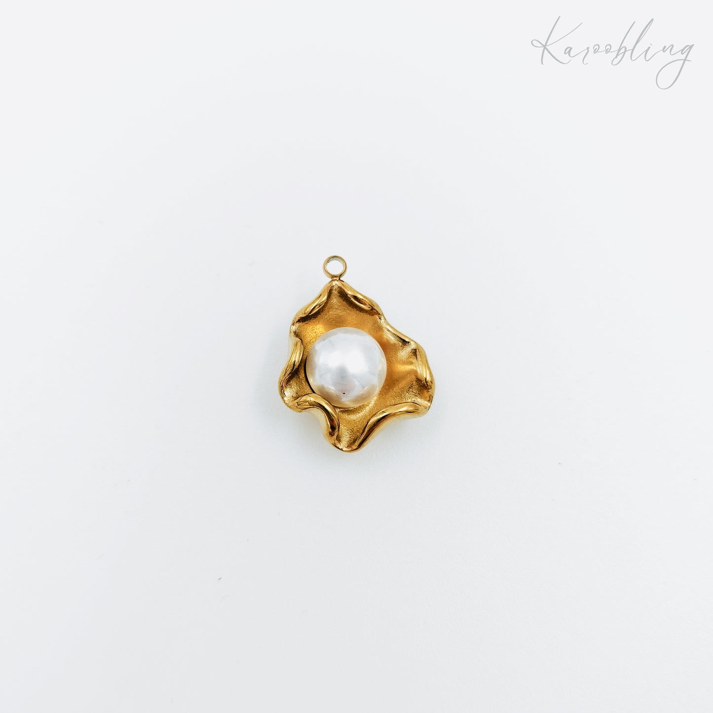 gold plated oyster shell & pearl charm (water & tarnish proof)