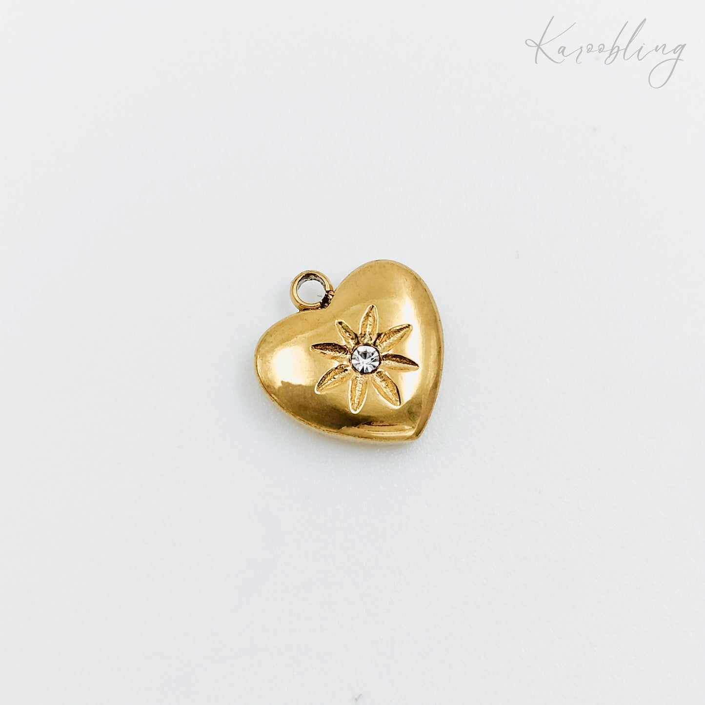 gold plated radiant heart CZ charm (water & tarnish proof)