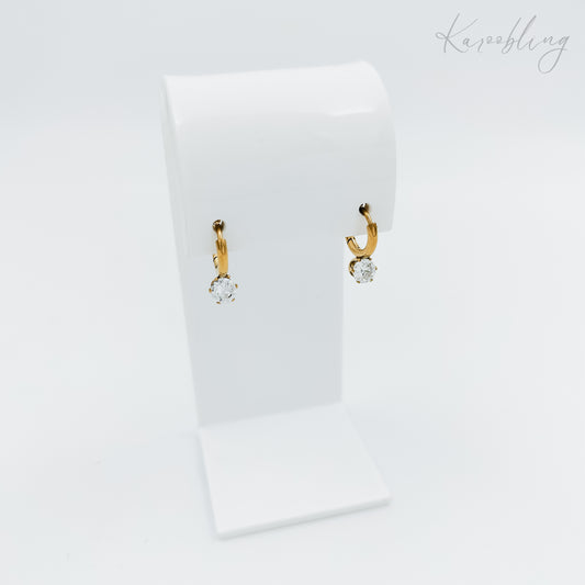 gold plated rhinestone huggie earrings (water & tarnish proof)