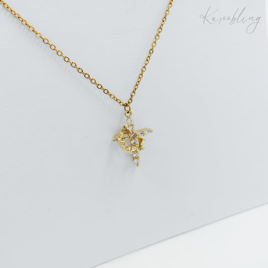gold plated rotating crown cross necklace (fashion jewellery)