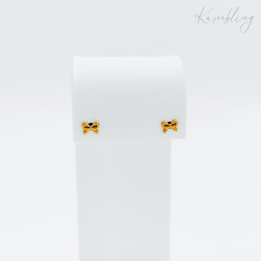 gold plated tiny bow stud earrings (water & tarnish proof)