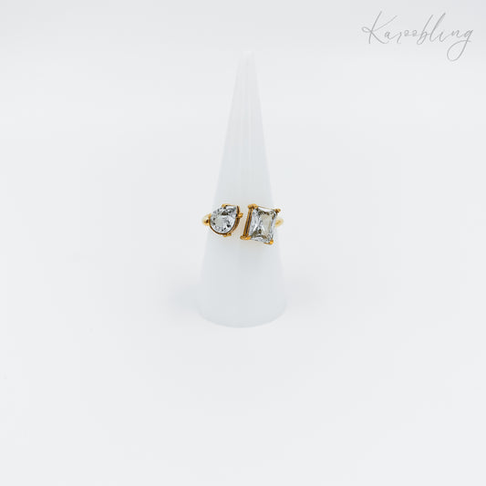 gold plated toi et moi cubic zirconia ring (water & tarnish proof)