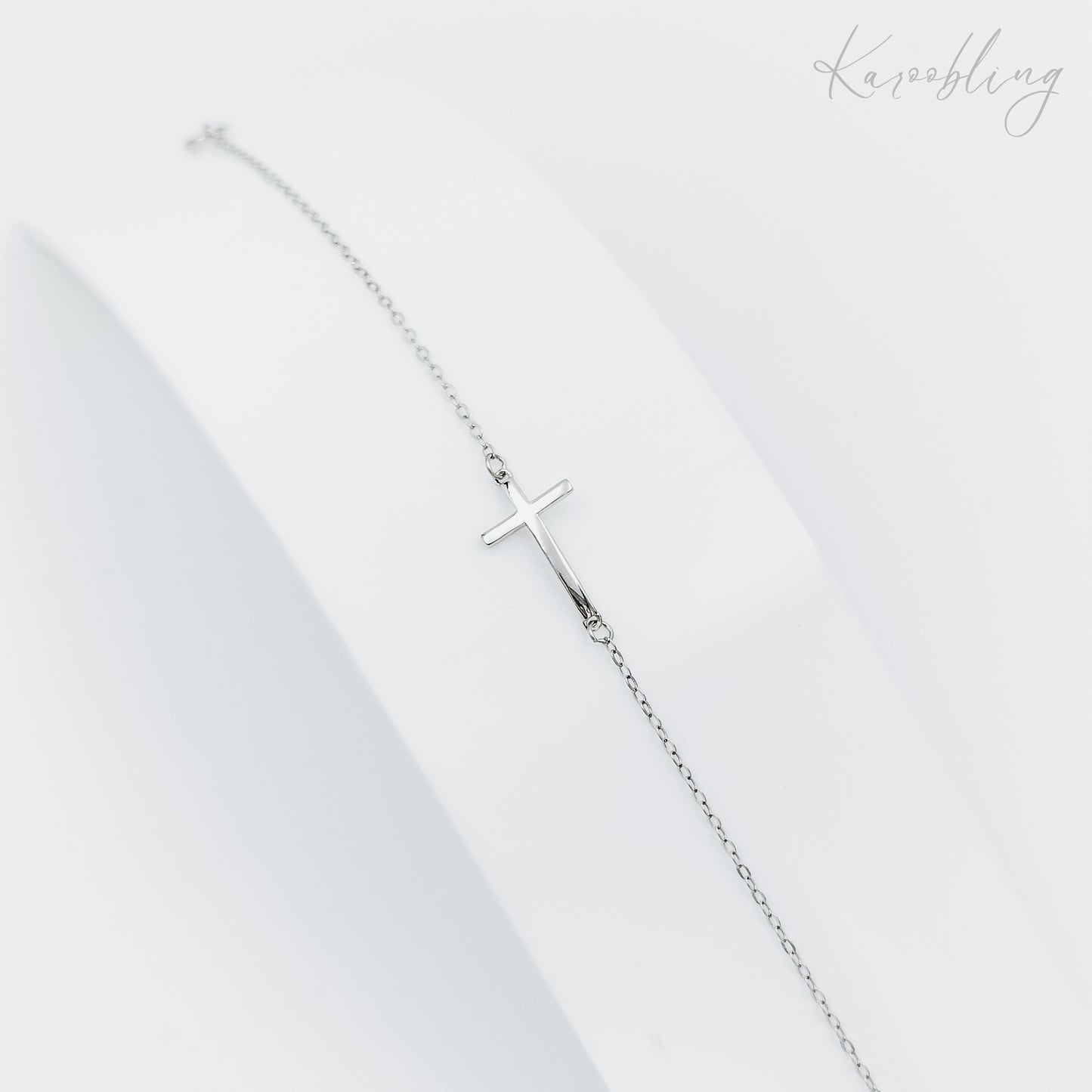 minimalist cross bracelet sterling silver (hypoallergenic)