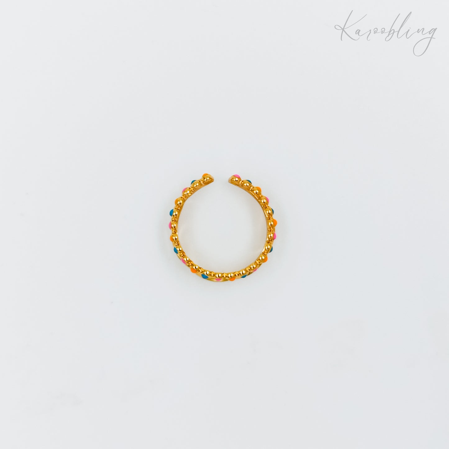 multi-colour bead ring gold plated (water & tarnish proof)