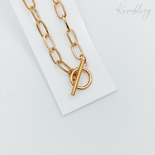 ot gold plated paperclip chain necklace (fashion jewelry)
