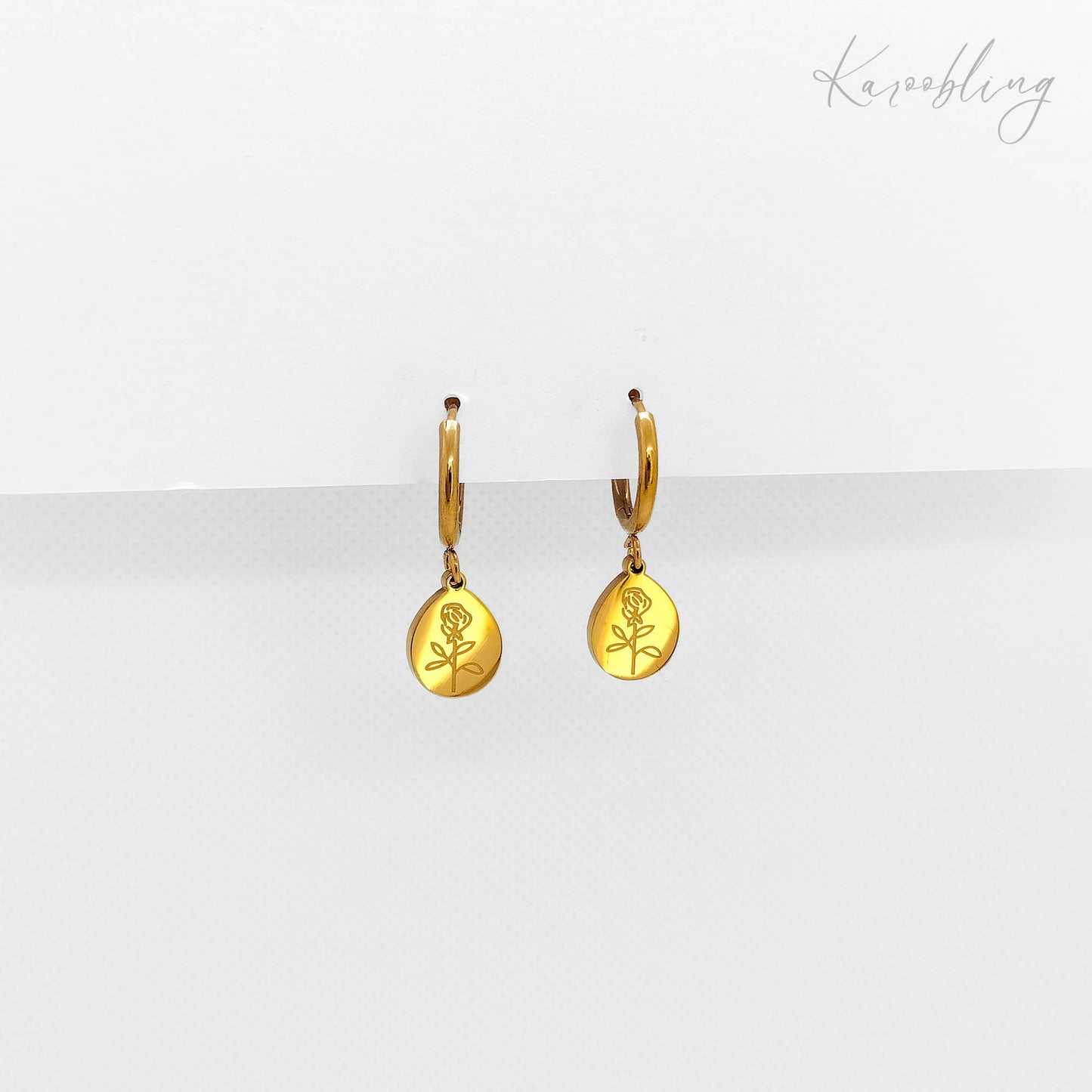 rose huggie hoop earrings gold (water & tarnish proof)