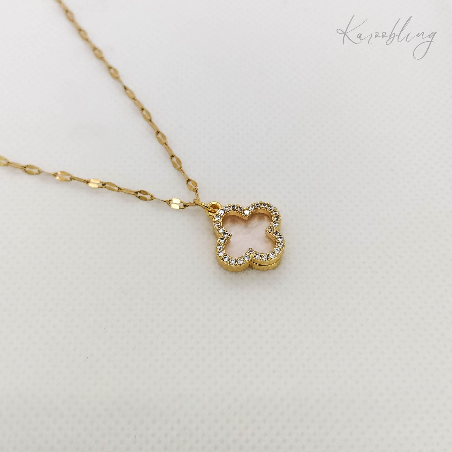 shell clover pendant necklace water & tarnish proof