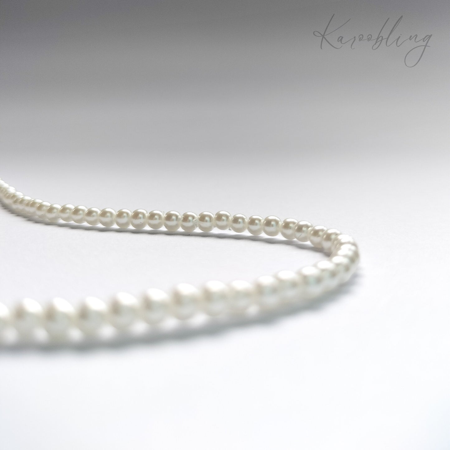 Stainless Steel String Of Pearls Chain Necklace - close up