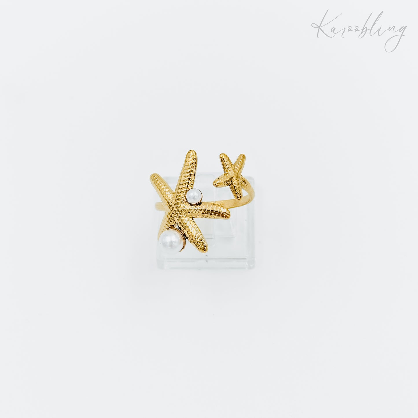starfish pearl ring gold plated (water & tarnish proof)
