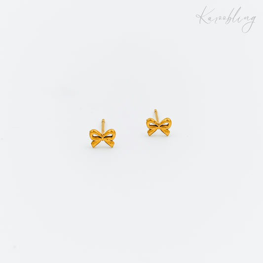 tiny gold plated bow stud earrings (water & tarnish proof)