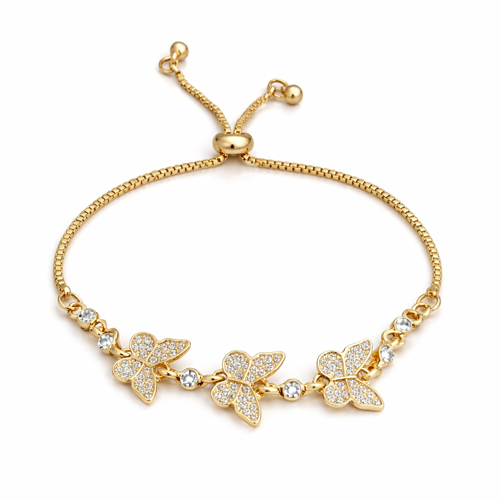 gold plated rhinestone butterfly bracelet, fashion jewellery packshot