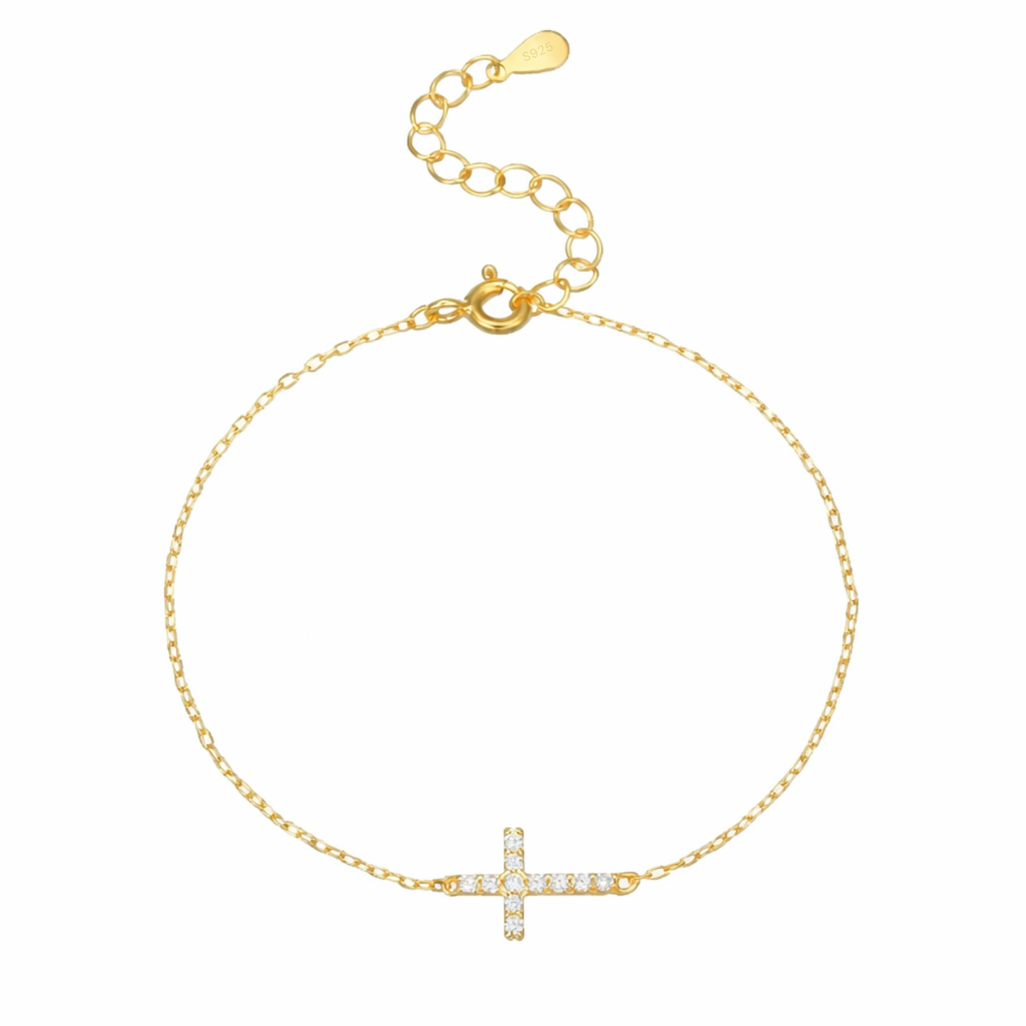 Sterling Silver CZ Cross Bracelet
