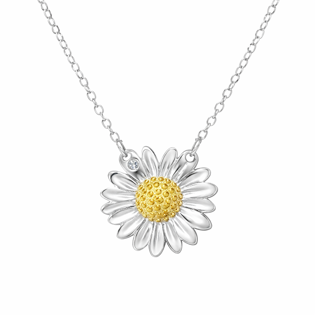 sterling silver cubic zirconia daisy necklace (hypoallergenic jewellery)