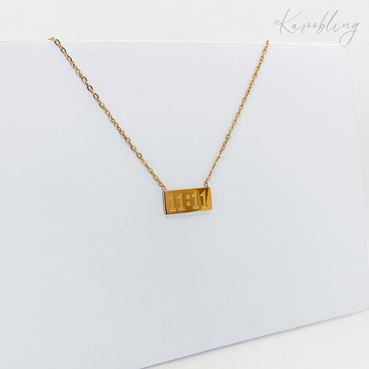 11:11 bar pendant necklace 18k gold-plated (water & tarnish proof)