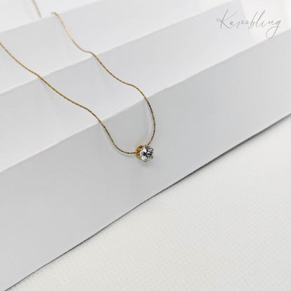 14k gold plated round cut birthstone necklace - april