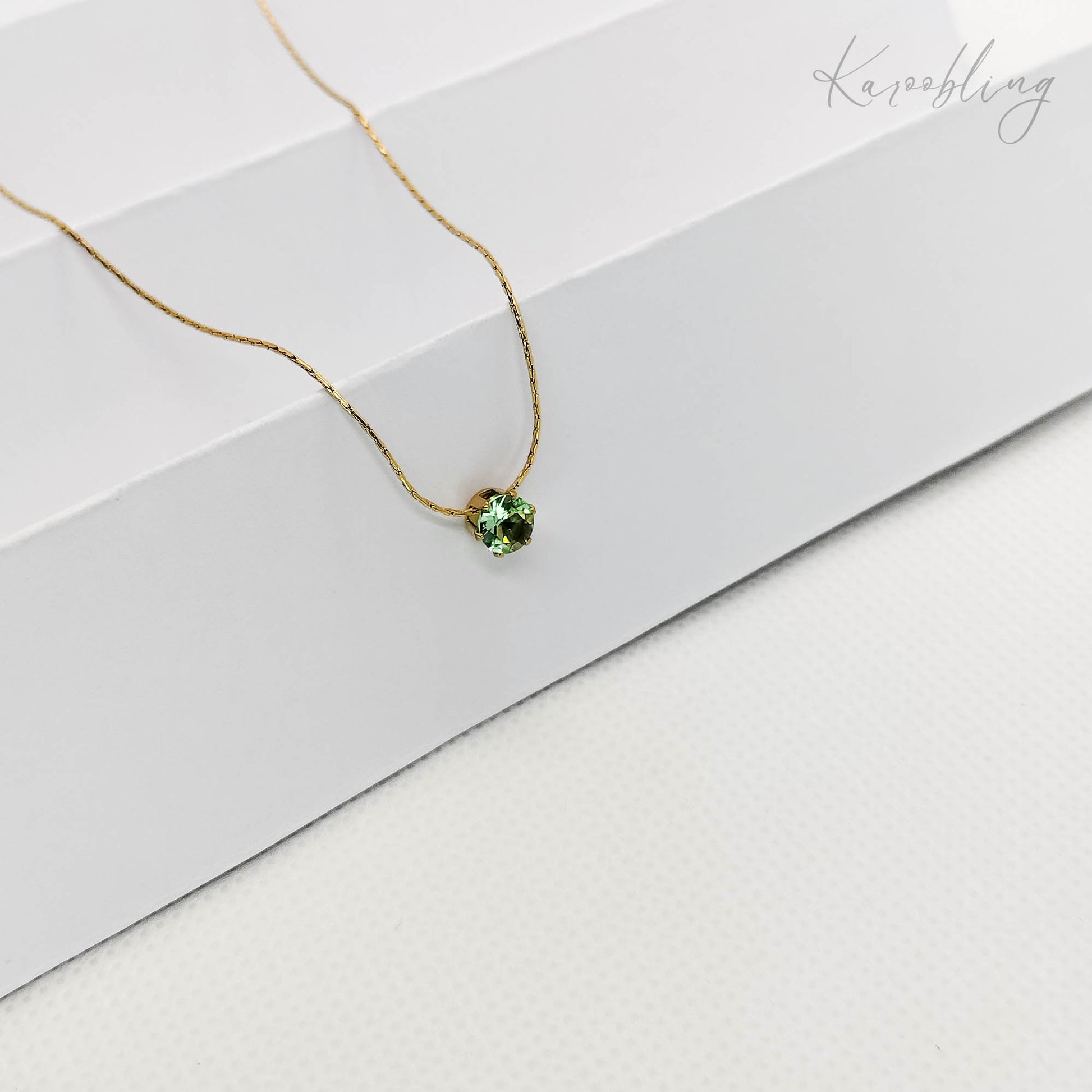 14k gold plated round cut birthstone necklace - august