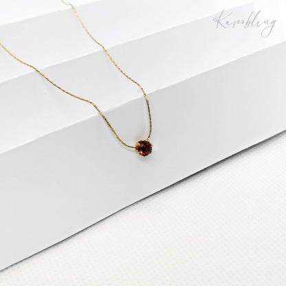 14k gold plated round cut birthstone necklace - january