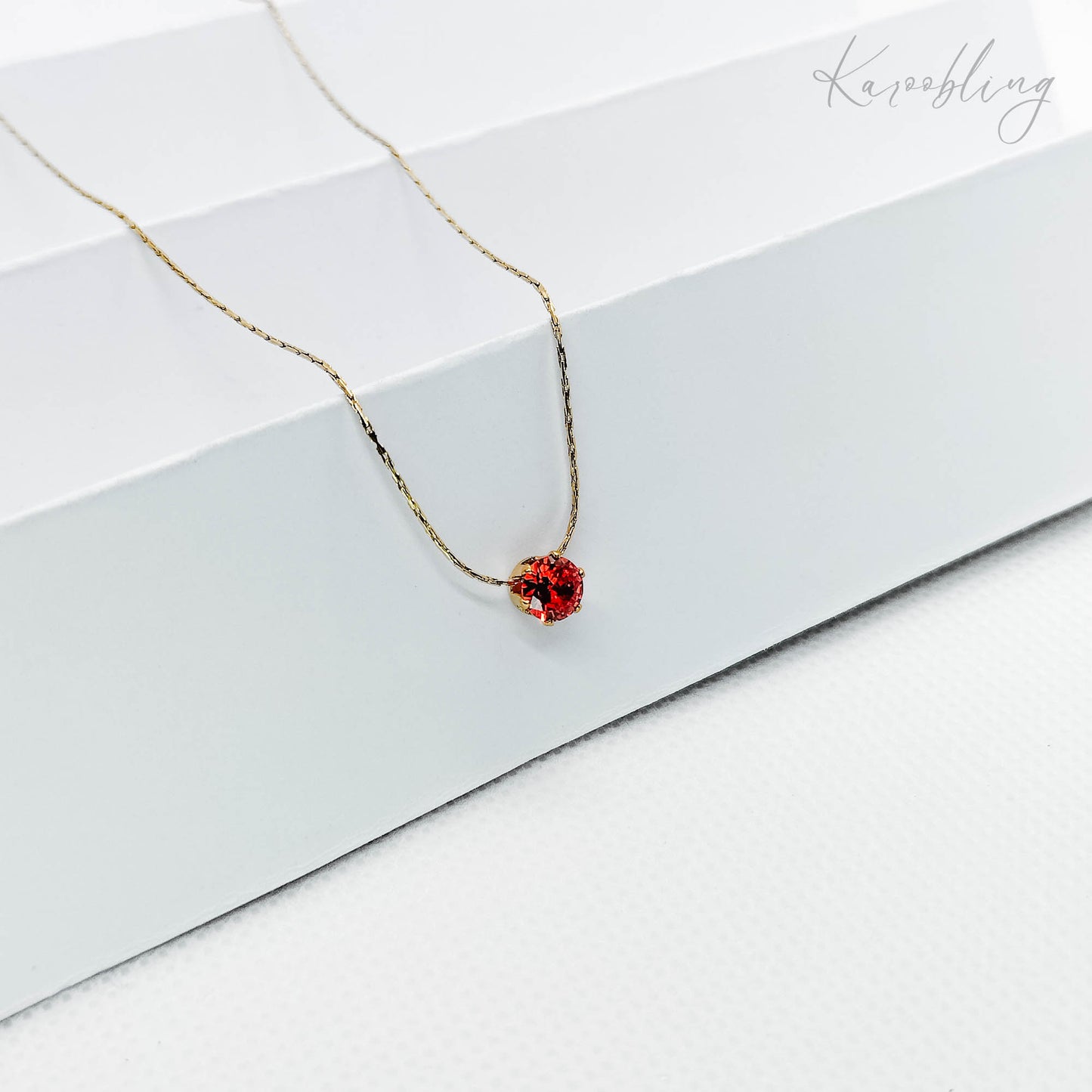 14k gold plated round cut birthstone necklace - july